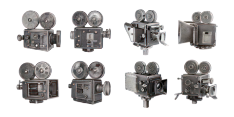 Vintage Film Cameras Collection for Creative Projects,PNG set collection, isolated on transparent background
