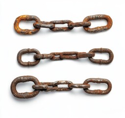 Obraz premium Three rusty chains isolated on white. (1)