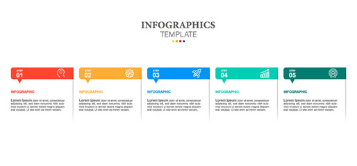 Infographic design business template with icons and 5 options or steps. Can be used for process diagram, presentations, workflow layout, banner