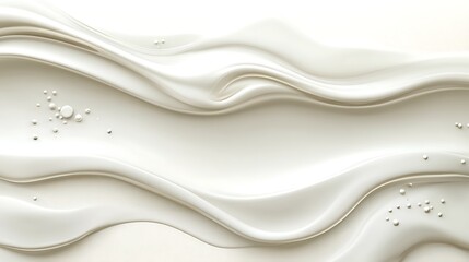 Obraz premium Creamy white liquid swirls with droplets