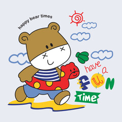 bear have a fun time design cartoon vector illustration