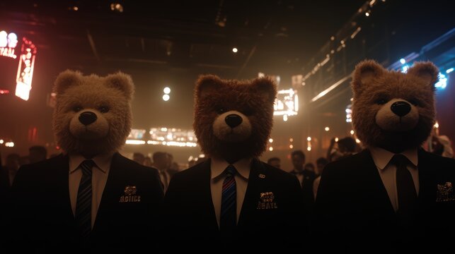 Bear Masquerade Three Suits at Nightclub Event