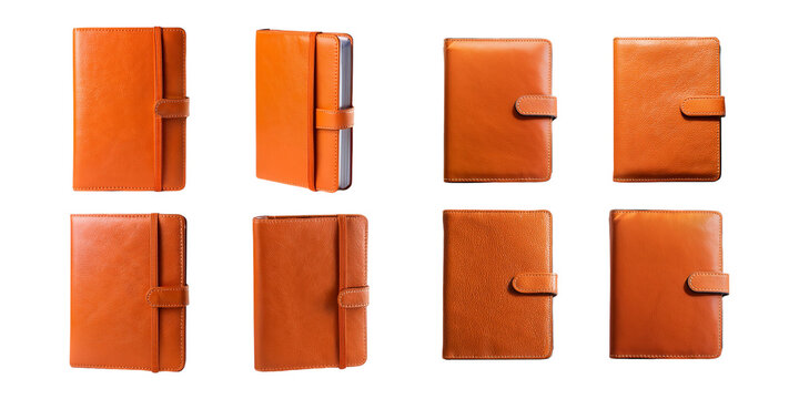 Variety of Brown Leather Notebooks and Journals,PNG set collection, isolated on transparent background