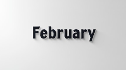 Fototapeta premium Clean Black Lettering of the Month February in Bold Font Style