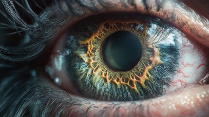 artistic rendering of the human eye, showing its internal structures like the retina, lens, and optic nerve