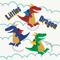 littles funny dragon design cartoon vector illustration
