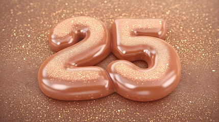 Shiny Number 25 on a Glittering Gold Background for Celebrations Beautifully