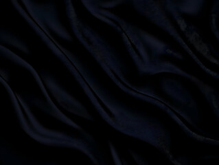 Obraz premium Dark Blue Fabric Flows and Folds Gracefully, Creating Elegant Abstract Background