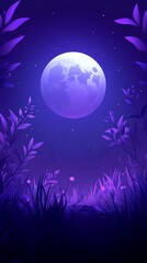 Fototapeta premium Serene Purple Moonlight Illuminating a Mystical Nightscape
