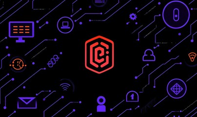 Obraz premium Cyber Power Dynamics, a detailed infographic illustrating the intricate flow and influence of cyber capabilities in modern warfare and security.