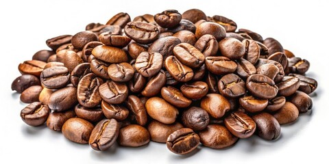 Fototapeta premium Coffee Beans Isolated on White Background - High-Quality Image for Coffee Lovers, Baristas, and Foodies Seeking Unique Stock Photos for Marketing, Blogs, and Culinary Arts