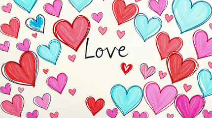Hand-Drawn Hearts: Valentine Day Love and Affection Illustration