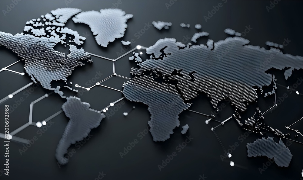 Poster global data insights, a vibrant 3d world map showcasing interconnected data points, emphasizing glob