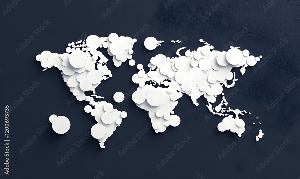 Poster digital design featuring a front view of interconnected white circles against a vibrant backdrop, sy