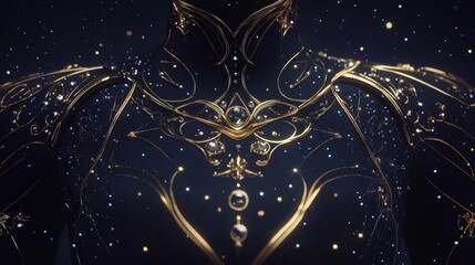 Celestial Armor Golden Galactic Breastplate Design