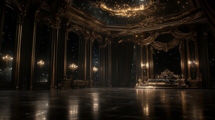 Celestial Ballroom Opulent Bedroom Design with Starry Ceiling