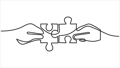 Teamwork continuous one line drawing. Hand Drawn Symbol Vector Illustration