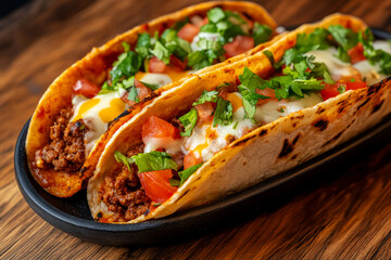 Deliciously Prepared Tacos with Fresh Ingredients on a Rustic Wooden Table
