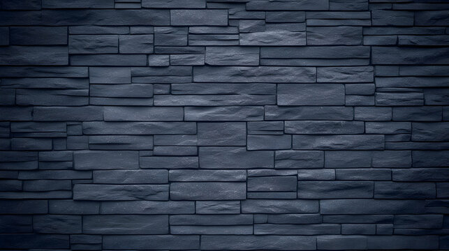 Dark Blue Stone Wall Creates a Textured and Modern Architectural Feature with Rugged Charm and Sophistication.
