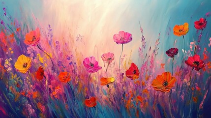 Obraz premium Vibrant Seamless Loop of Live Flower Painting in Colorful Motif