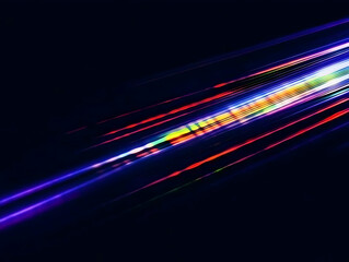 Abstract Light Trails Streaking Across a Dark Background with Vibrant Colors.