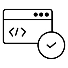 Modern software development icon featuring symbols like code, cloud, servers, and debugging tools, ideal for tech projects, apps, websites, or programming-related designs.