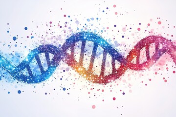 Abstract DNA double helix structure. Colorful, vibrant design ideal for science, technology, or medical projects.