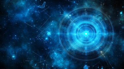 Obraz premium Celestial Orrery Cosmic Geometry and Starry Nebulae