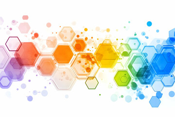 Abstract Background with Colorful Hexagons and Watercolor Splashes Creates a Modern Design