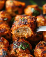 Tender and Juicy Grilled Chicken Skewers with Charred Edges and Fresh Herbs on a Platter Perfect for Summer Barbecues and Gatherings
