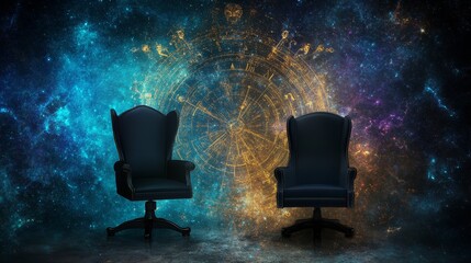 Celestial Zodiac Chairs Cosmic Consultation Setting