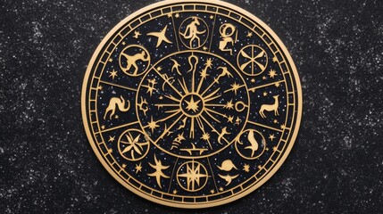 Fototapeta premium Celestial Zodiac Wheel Ancient Constellations and Symbols