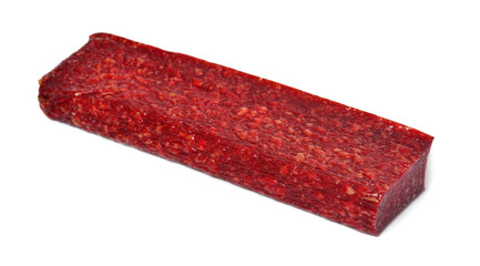 Dry smoked sausage stick isolated on white background