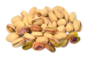 Pistachios pile isolated on white background