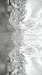 Abstract Silver Liquid Flowing with Bubbles Gracefully in Motion