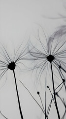 Silhouette of Delicate Flowers with Intricate Details Gracefully Reaching Upwards