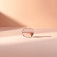 Clear Glass Sphere Sits on a Soft Pink Surface with Dramatic Lighting