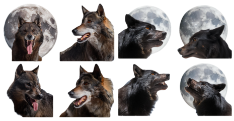 Wolf Pack Under the Full Moon