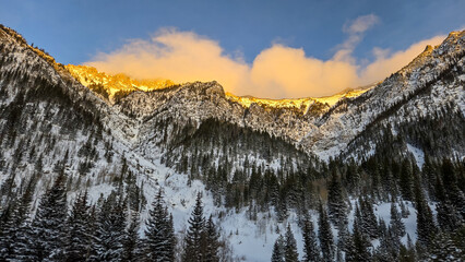 Winter Sunset on I-70 in Colorado, Traveling along I-70 in Colorado during the Winter, between Vail & Silverthorne © Leigh Ann Speake