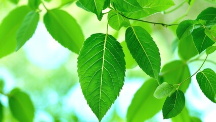 Obraz premium green leaf, nature background and copy space