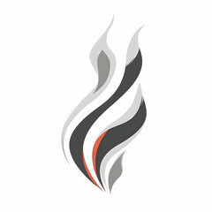 Abstract Flame Illustration with Gray, Black, and Red Hues on a White Background