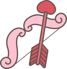 Cute Cupid's Bow and Arrow with Heart