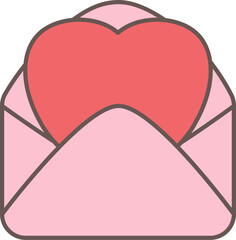 Pink Heart in an Open Envelope
