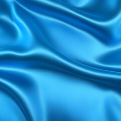 Fototapeta premium Smooth Elegant Blue Satin Cloth Folds Gently and Flows Gracefully in Soft Light