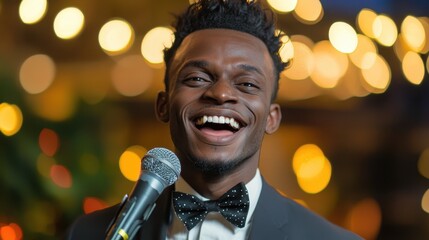 Animated Warm Expressions in Comedy Club Setting