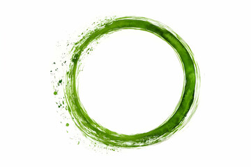 Green Watercolor Circle Forms a Vibrant and Expressive Frame on a White Background.
