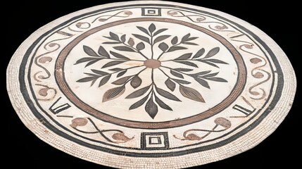Obraz premium Circular Mosaic Floor Design with Plant Motif
