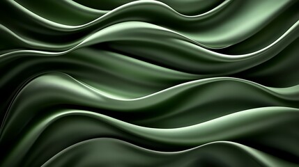 Fototapeta premium Abstract Green Silk Waves Flowing Smoothly