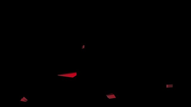 Shattering red heart animation with heartbeat effect and falling glass fragments on transparent background