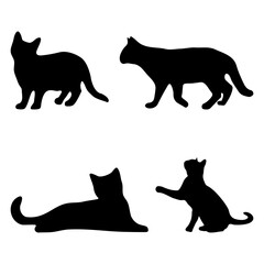 Cats silhouette vector silhouette of a cat on a white background Purring Cats Vector Silhouette

